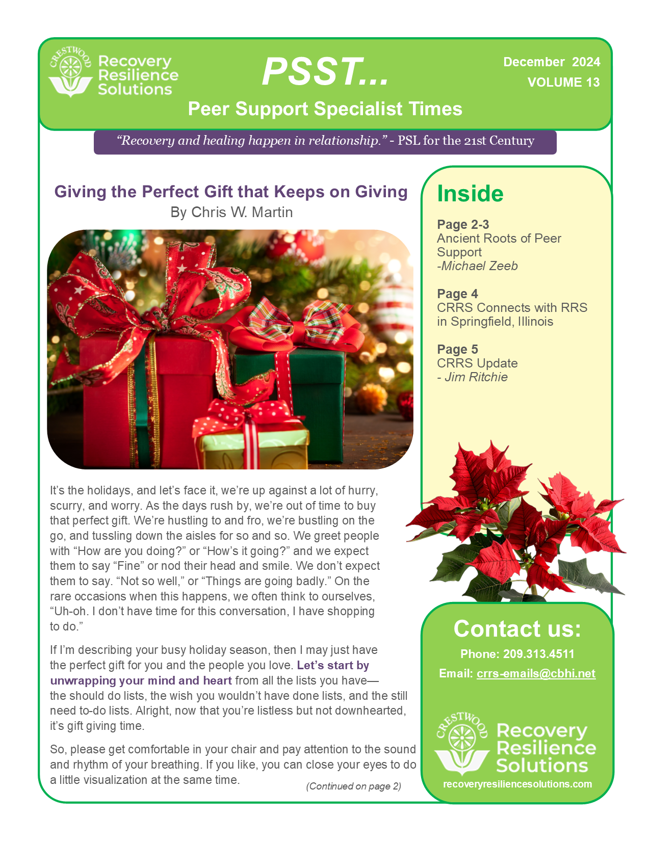 Newsletter Rspc December PSST… Newsletter – RRS